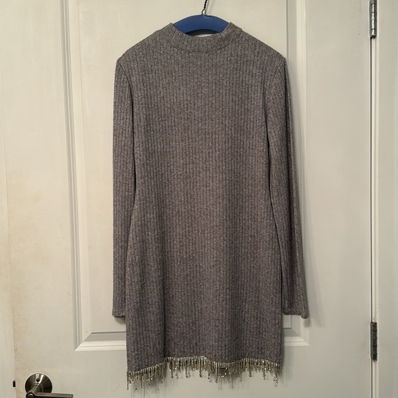 Zara grey sweater dress w/ Crystal embellishing - Picture 4 of 5